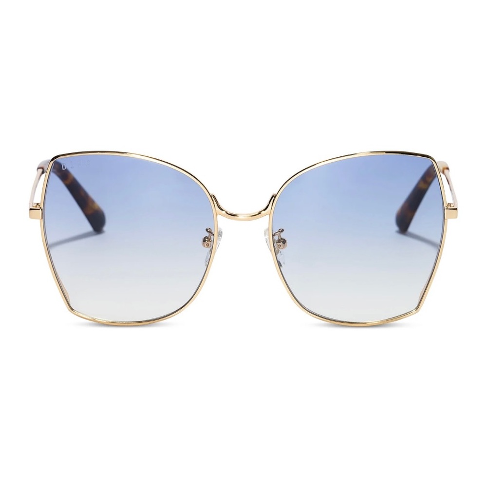 Diff Sunglasses: Donna-Gold, Amber Tortoise + Blue Gradient Sunglasses